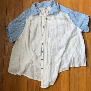 Free people linen short sleeve shirt